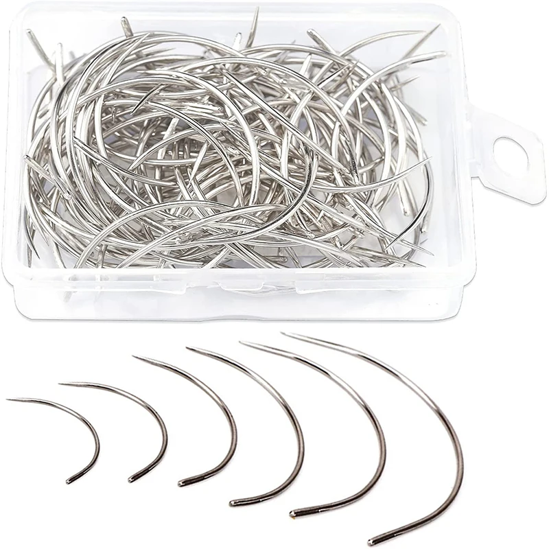 

Dailylike C Type Curved Needles Hand Sewing Household For Carpet Leather Canvas Repairing,Blocking Knitting 120 Pcs With Box