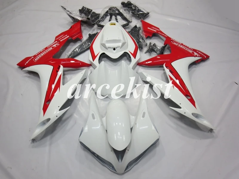 

Новый комплект обтекателей для мотоциклов ABS под давлением, подходит для YAMAHA YZF-R1 2004 2005 2006 R1 04 05 06, кузов белого и красного цвета на заказ