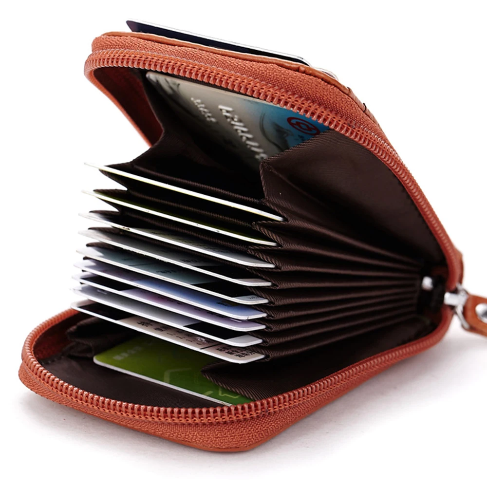New Women's Leather Bank Card Wallet Multi-card Slot Package Credit Holder Case Short Purse Mini Clutch Zipper Bag |