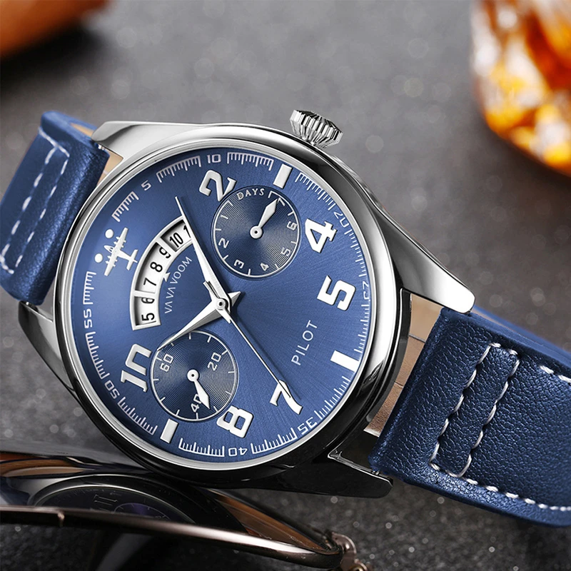 Мужские спортивные часы Pilot военные 2020 повседневные кожаные креативные с