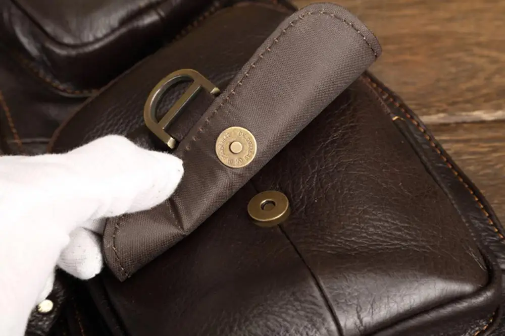 Мужские нагрудные сумки из натуральной кожи через плечо с несколькими карманами