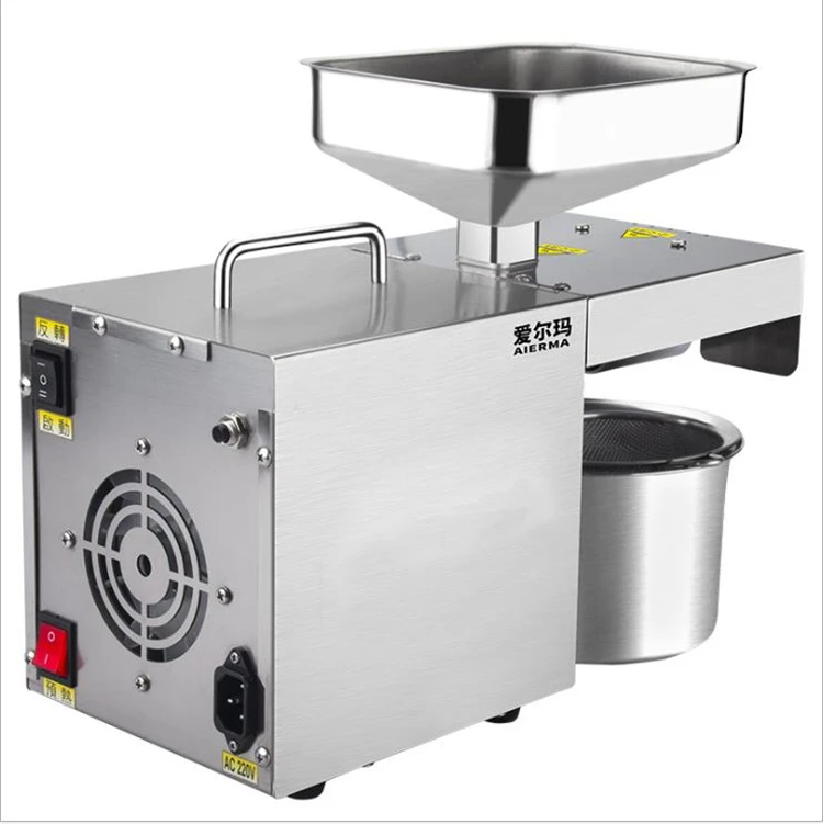 安い 商業ステンレス鋼オイルプレススパイラルホーム小型自動家庭用ミニピーナッツオイルプレス機