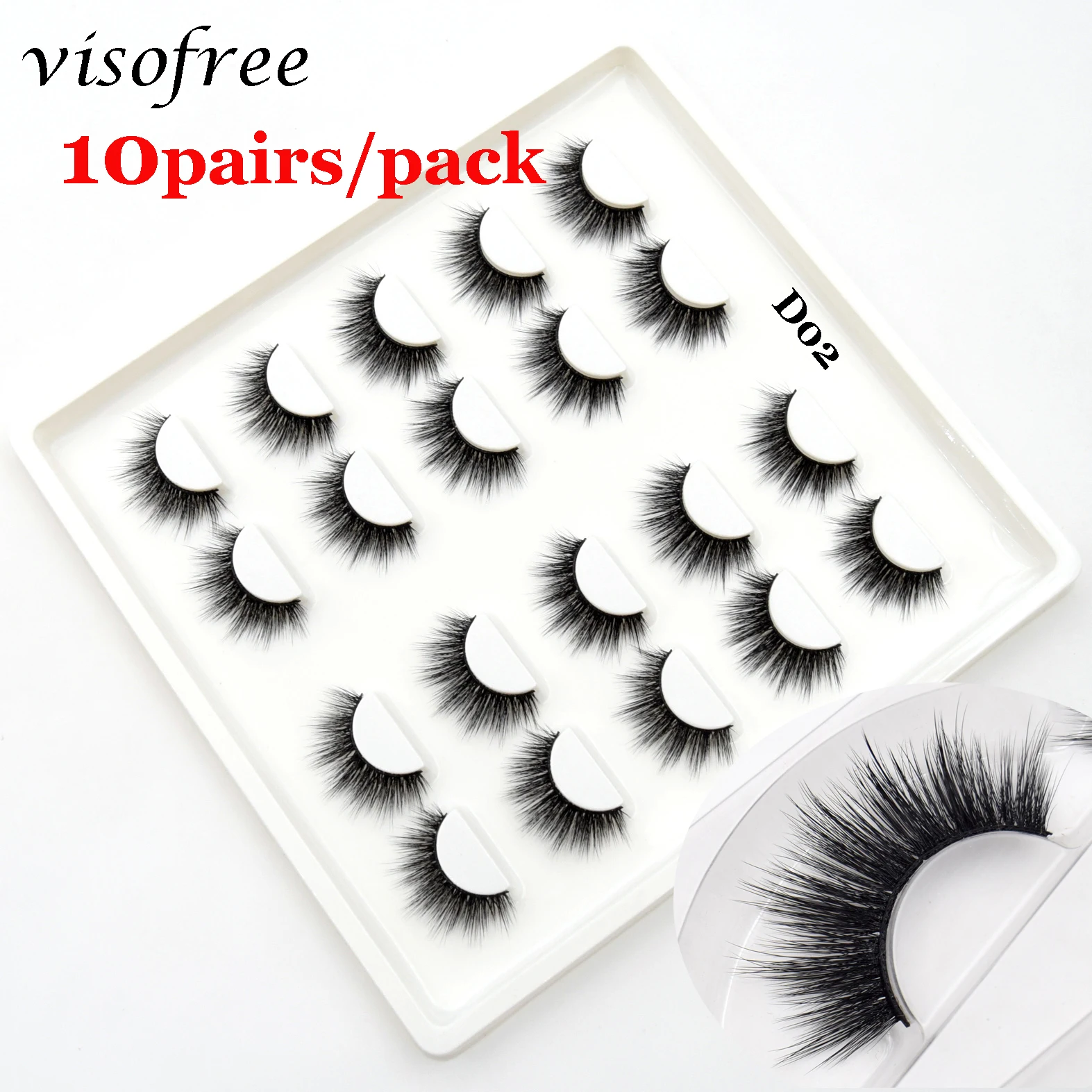 

Visofree 10 Pairs 5D Mink Eyelashes Natural False Eyelashes Fluffy Lashes Soft Fake Eyelashes Extension Makeup Wholesale Eyelash