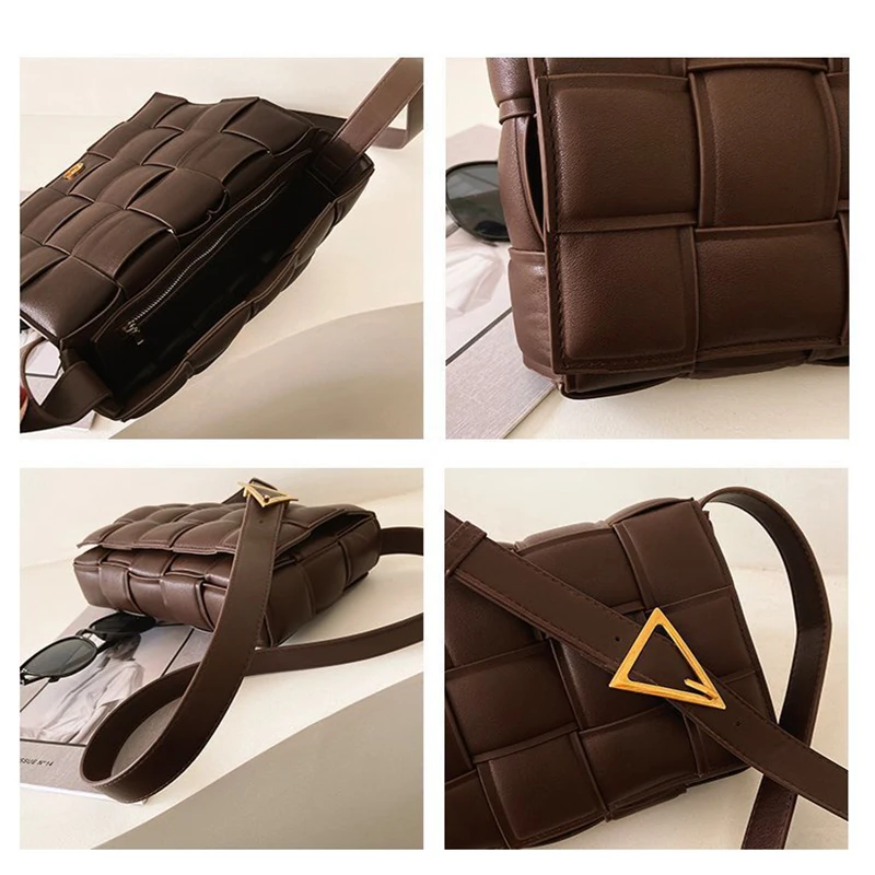 

High quality cowhide new woven handbag pillow small square bag fashion one shoulder messenger bag handbag cloud small bag