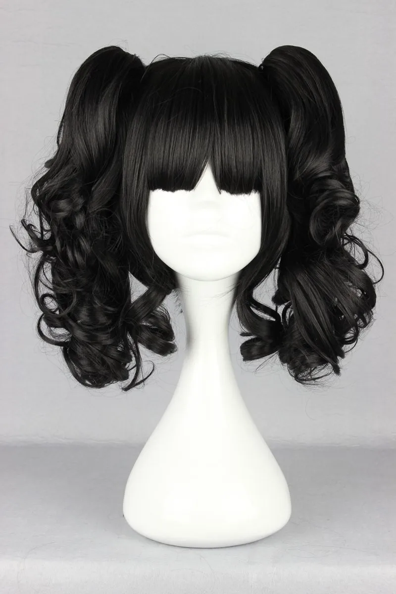 

35CM Short Curly Synthetic Black Ice Freen /Purple Style Cosplay Ponytails Wig 100% High Temperature Fiber Wigs