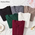 Пуловер женский трикотажный, с круглым вырезом и длинными рукавами, Осень-зима, 2020