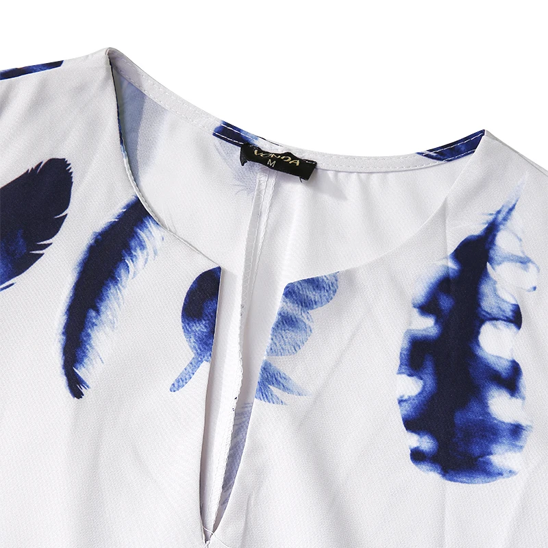 Летнее женское синее платье 2019 VONDA повседневное без рукавов v образный вырез