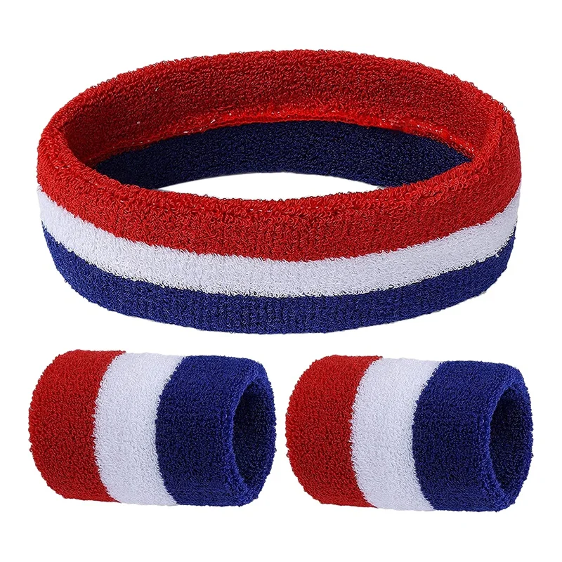 

Ободок Набор браслетов, спортивная повязка на голову и браслет, спортивный ободок, цветная полосатая повязка для мужчин и женщин