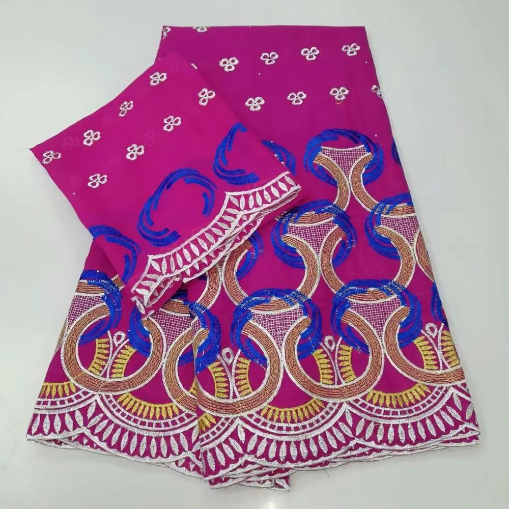 Новинка 2 + 5 ярдов хлопчатобумажная ткань вышивка парча 2019 Riche Африканский Базен