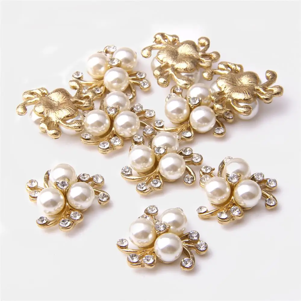 10 шт. жемчужные подвески золотистые из сплава стразы Обжимные бусины соединители