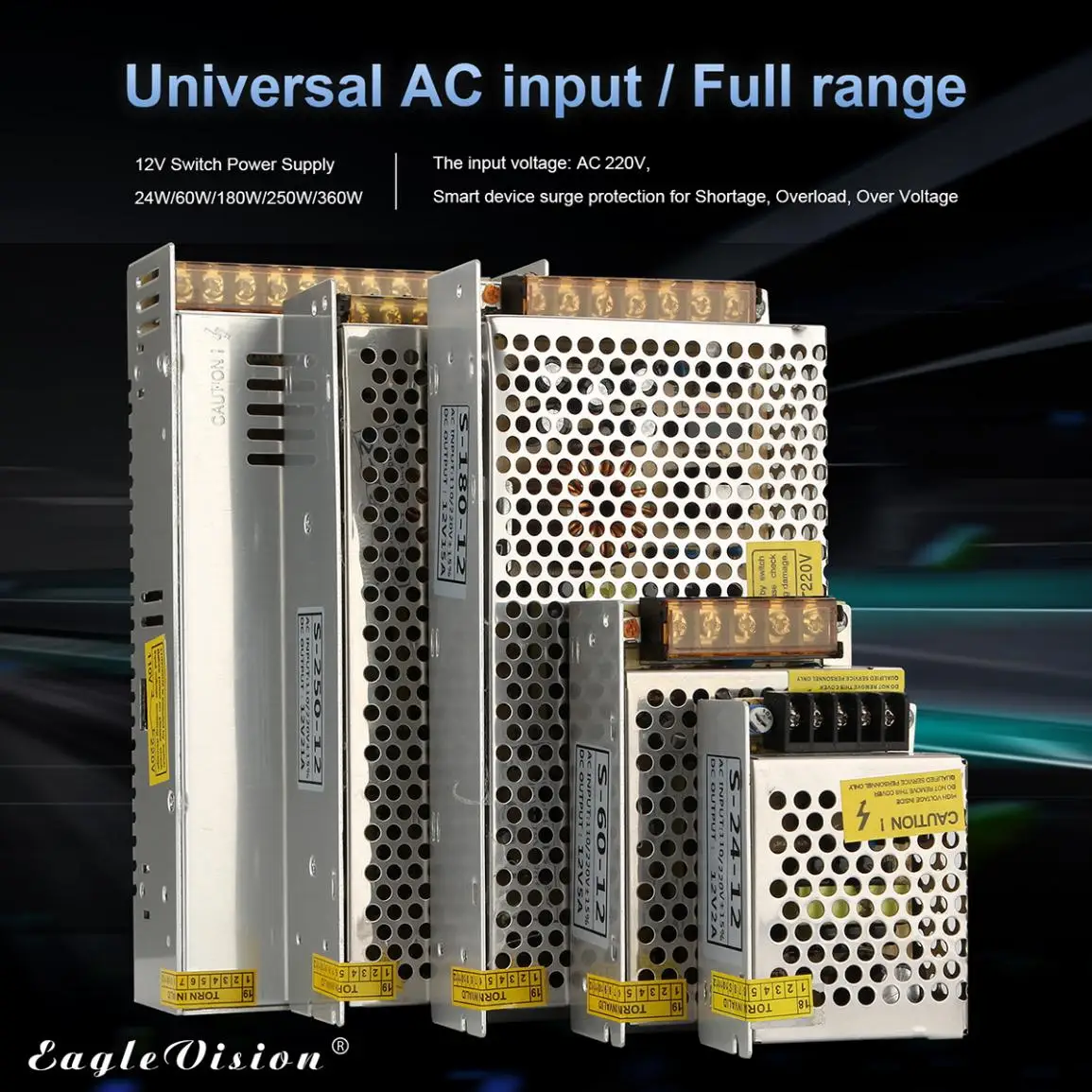 DC 12V 2A 24W алюминиевый сплав переключатель питания адаптер драйвера/источник