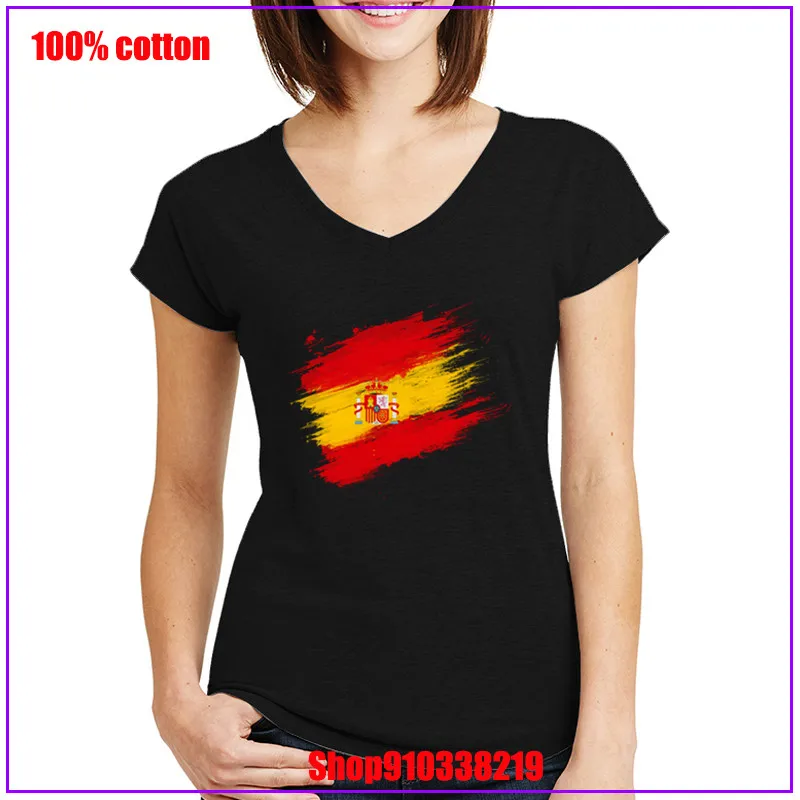 Женская футболка с флагом Испании camisetas mujer Подростковая символом винтажная