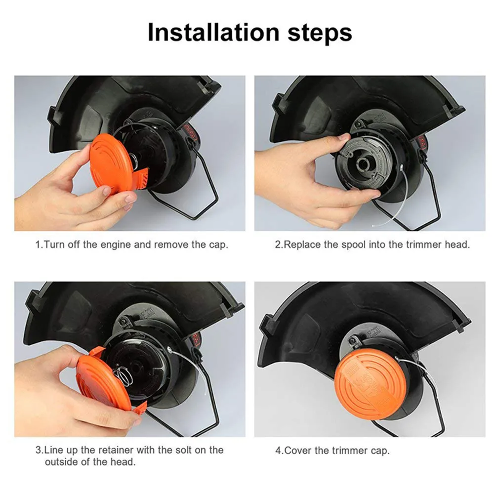 

9PCS 30ft Trimmer Line AF-100 Replacement Spool Cap Cover Spring For Black and Decker String Trimmers Durable