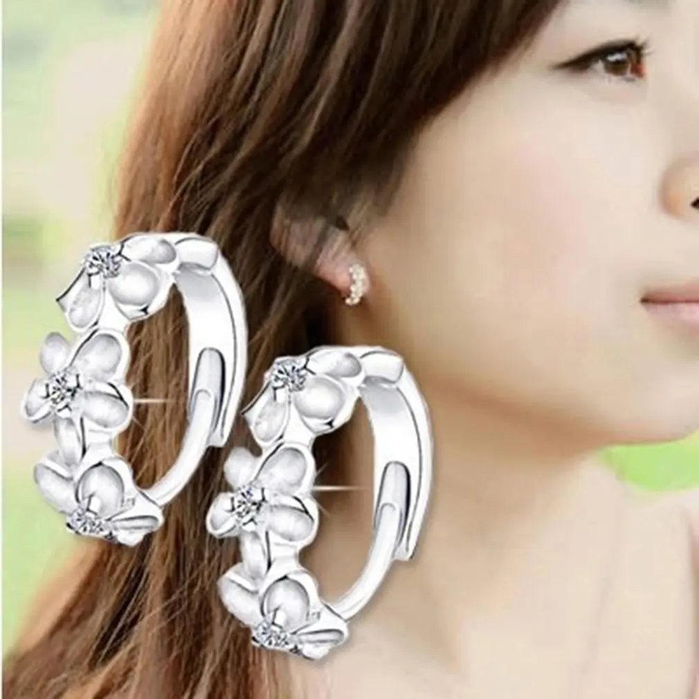 Женские ювелирные изделия серебряные серьги гвоздики большие круглые кольца