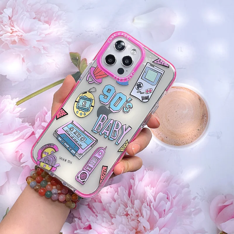

Прозрачный чехол для девочек 90s для iPhone 13 Pro Max 7 8 Plus XS XR X SE 2020, милый силиконовый чехол с этикеткой для девочек для iPhone 12 11 Pro Max