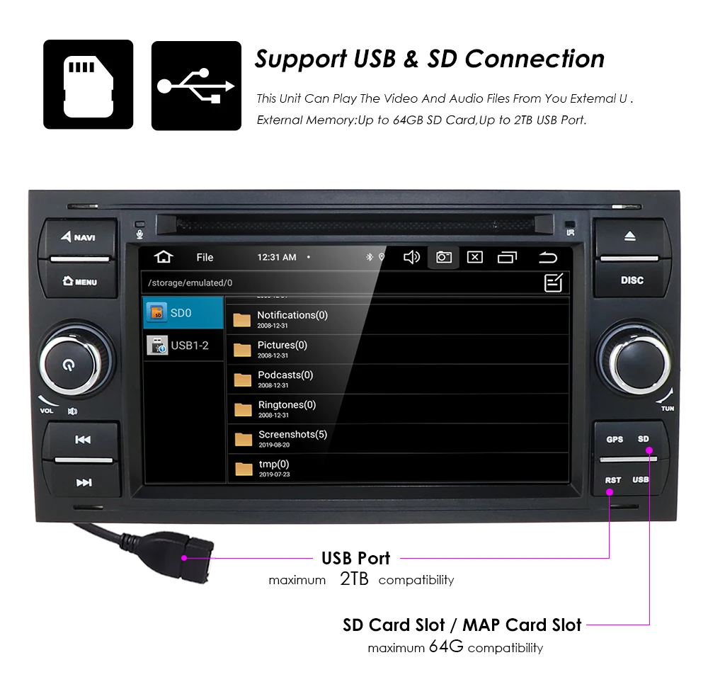 64G OctaCore Android9.0 автомобильный аудио gps для FORD FOCUS C-MAX автомобильный dvd-плеер Автомобильный мультимедийный стерео головное устройство 1024*600 4G ram CD
