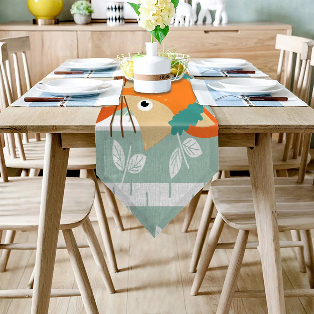 Настольная дорожка шарфы мультяшная Лисичка Белая береза кухонный стол для