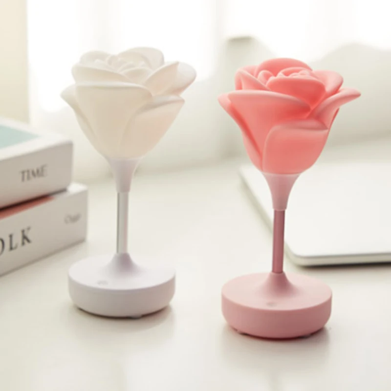

Touch Night Light Bedroom Bedside Children Lamp Rose Atmospher Usb Charging Eye Protection Table Lamp Girl Gift for Home