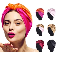 patchwork satin bonnet night hair indian hat for natural curly hair double elastic bathing sleep women girls head cover wrap cap