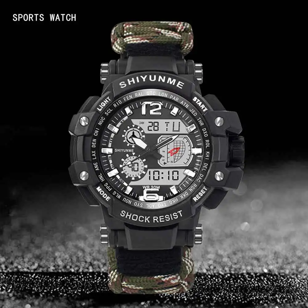 

SHIYUNME Outdoor Survival Men Watch Multifunctional Waterproof Military Tactical Paracord Watch Compass Thermometer Men's watch