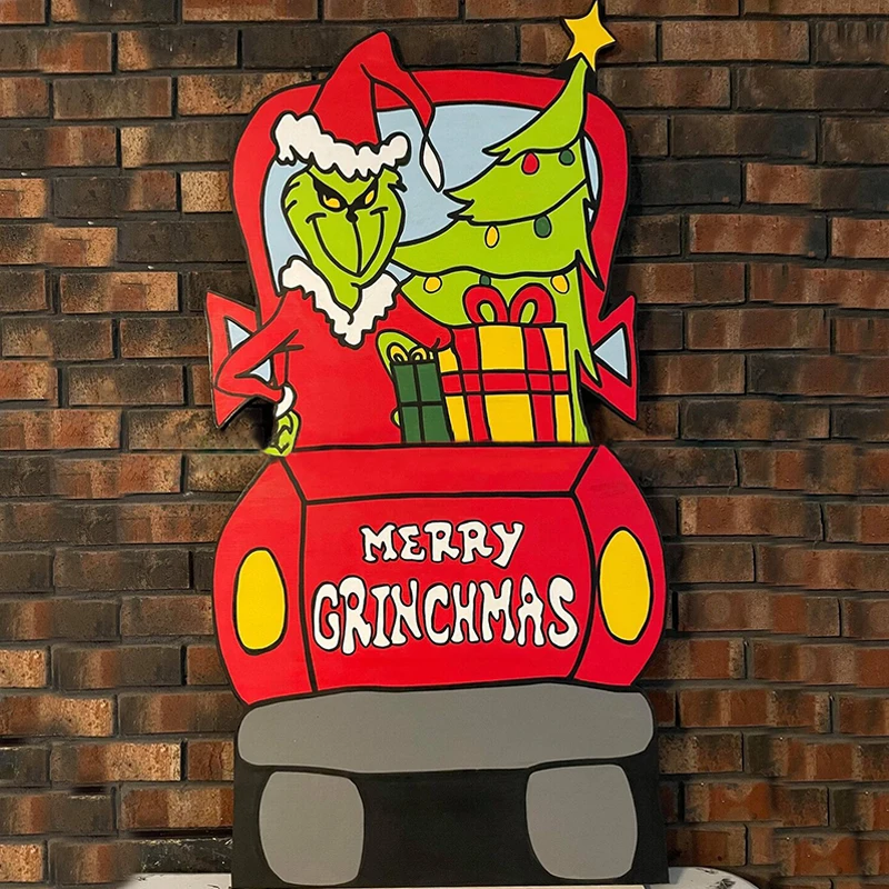 

Декоративный Знак Grinch за грузовиком, мельница, палантин, рождественские украшения, Рождественская Подарочная коробка, украшения для сада, д...
