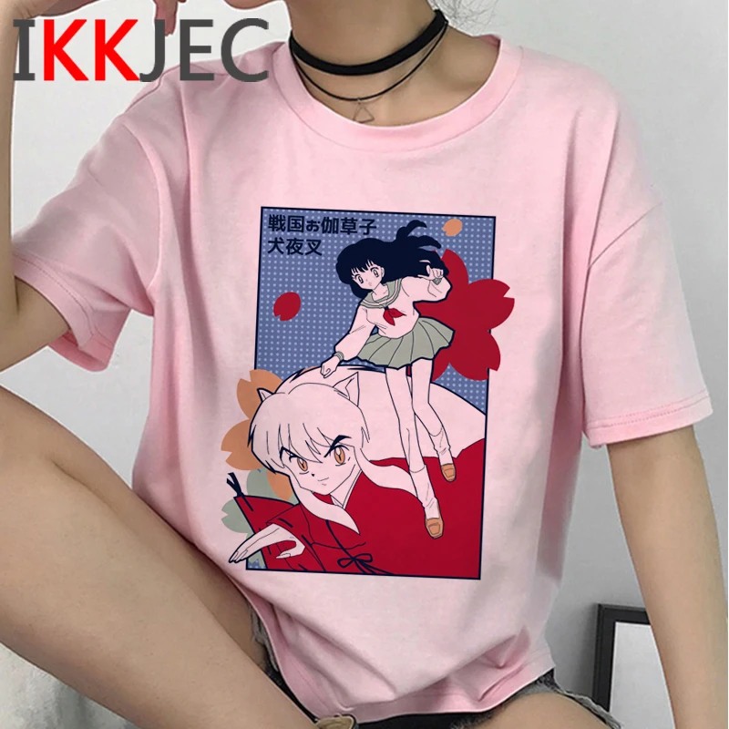 

inuyasha kagome t-shirt male 2021 couple japanese kawaii harajuku t shirt white t shirt