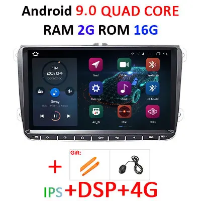 DSP Android 9,0 4G 64G Автомобильный gps для сиденья Altea Фольксваген Толедо Passat B6 CC GOLF 5 6 Polo Tiguan Touran Радио Навигация без DVD плеера - Цвет: 9.0 2G 16G IPS DSP