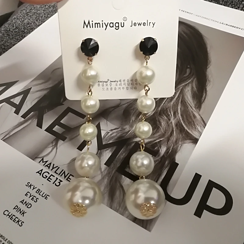 Длинные серьги с искусственным жемчугом для женщин brincos grandes fashion para mulhere perlas boucle d'oreille femme