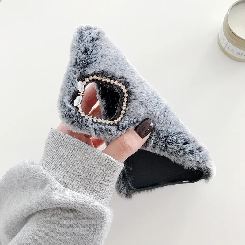 

Luxury Winter Warm Plush Phone Case For iPhone 12 11 Pro X XR XS MAX Mini SE2020 6 6s 7 8 Plus Soft Fluffy Female Back Cover