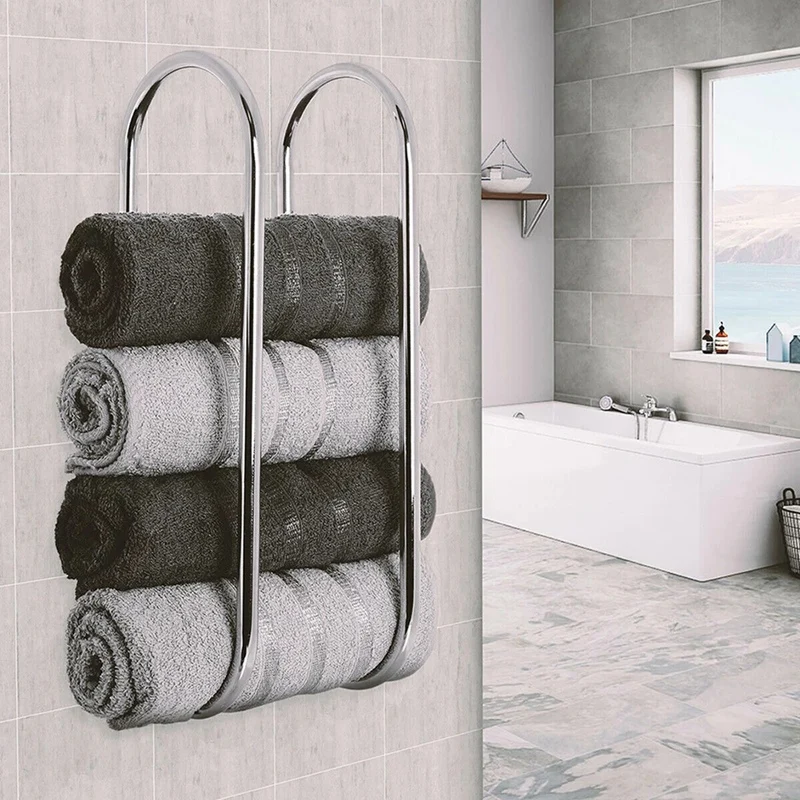 

Bathroom Towel Rack Wall Mounted Towel Shelf Metal Towel Holder Organizer for Home Hotels Hair Salon Towel Rack Beauty