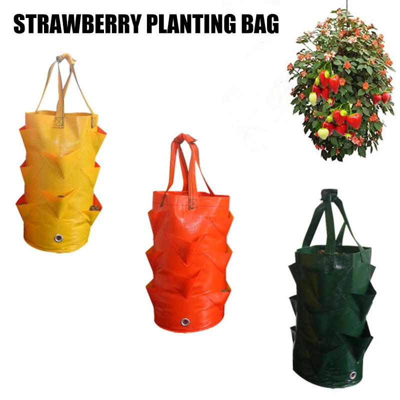 

3 Gallon Strawberry Planting Growing Bag Garden Hanging Planter Grow Bag Plant Pouch Tomato Strawberry Flower Herb Bags J99S