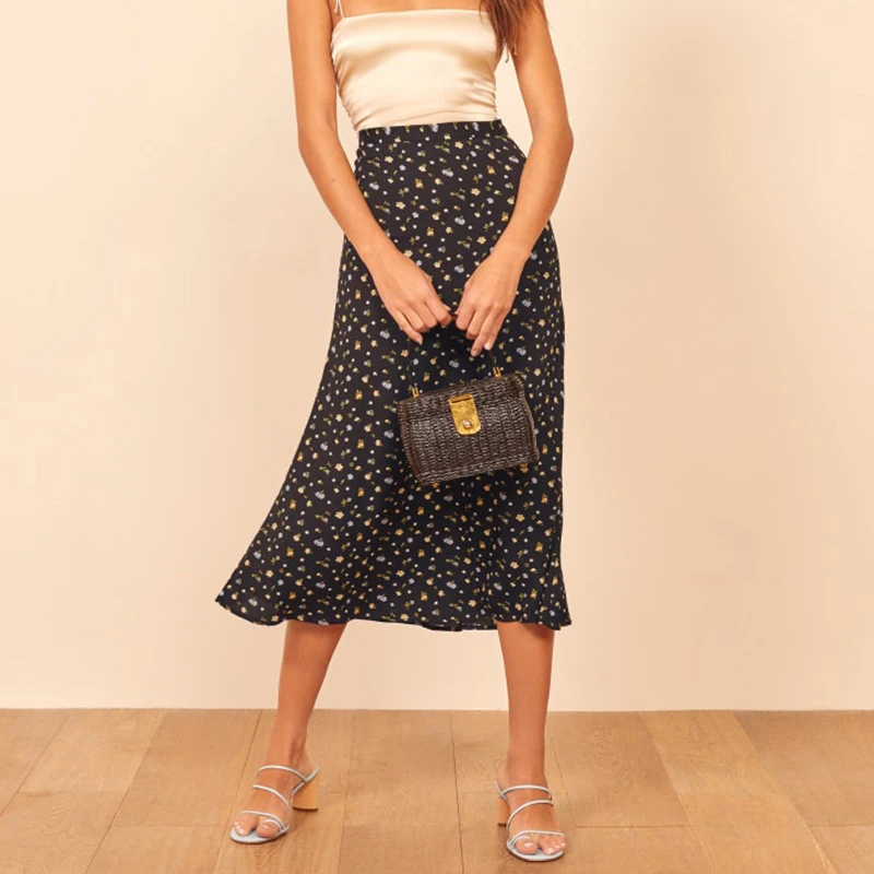 

Summer women's skirt casual flower print skirt