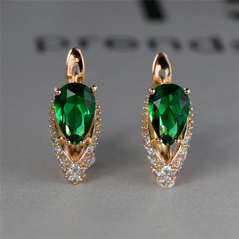 Изящные свадебные серьги в форме капли воды с кристаллами милые женские зеленым