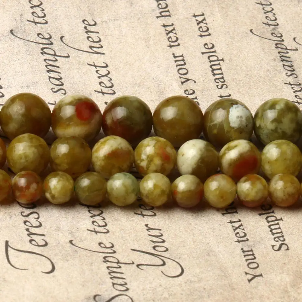 

Natural Minerals Beads Yellow Dragon Round Loose Spacer Beads for Jewelry Making DIY Handmade Bracelet Necklace Accessories 15''