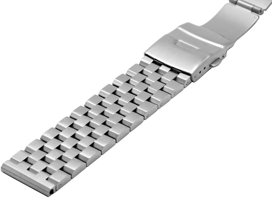 18MM 20MM 22MM 24MM Brushed Stainless Steel Replacement Watch Band Metal Watch Strap Bracelet Deployment Double FlipLock Buckle