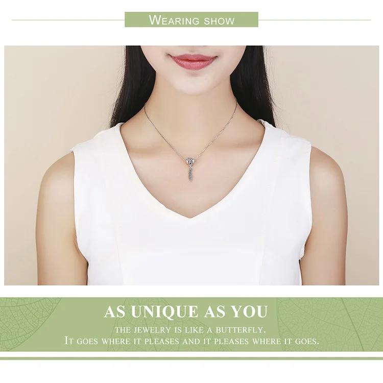 

Openwork Heart with Long Tassel Pendant Charm Beads 925 Sterling Silver Jewelry fit original pan Bracelet women Bijoux Necklaces