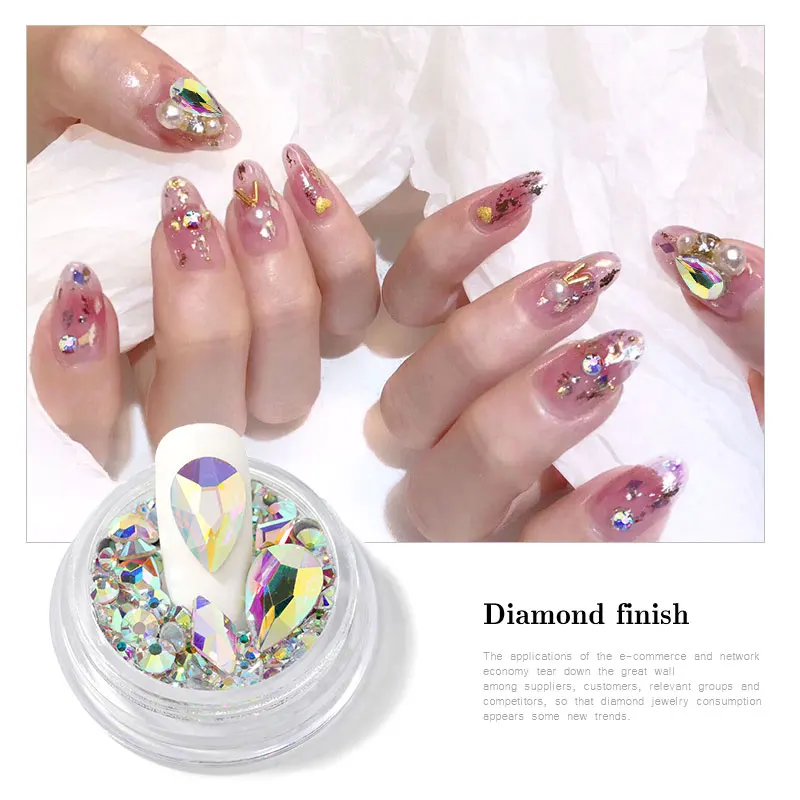 HNUIX 1 коробка 3D Стразы для украшения ногтей с плоским основанием алмазные неромбы