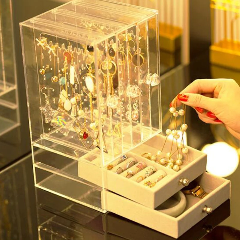 

Earring Shelf Display Stand Household Jewelry Box Hanging Necklace Ring Earring Earrings Capacity Hand Jewelry Storage