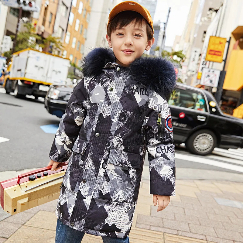Детский пуховик толстая Детская куртка на белом утином пуху для мальчиков пальто