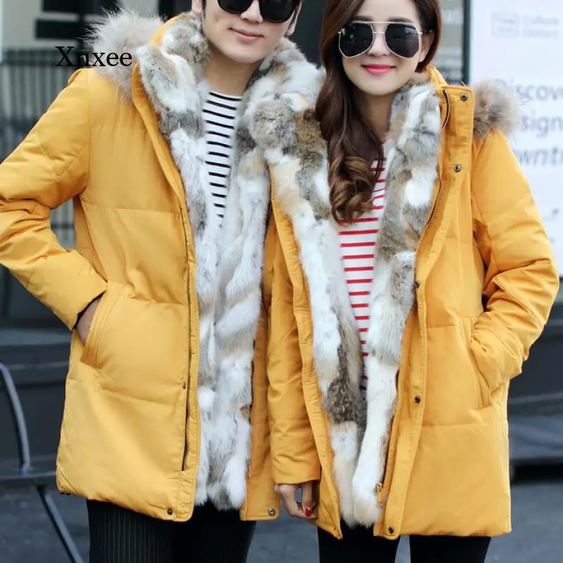 Парная куртка с капюшоном из искусственного меха новинка на осень и зиму