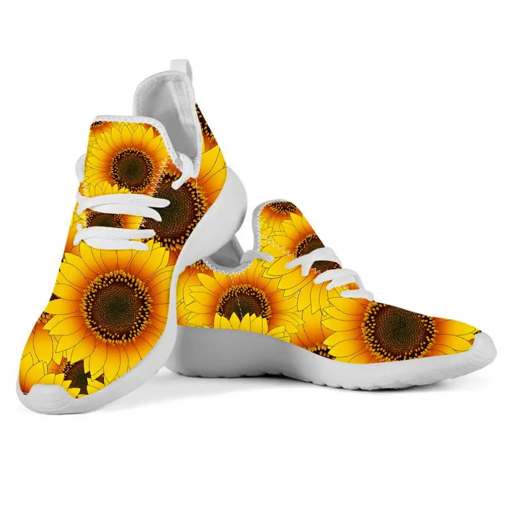 FORUDESIGNS/Новинка года; женская обувь на плоской подошве; Красивый Подсолнух; цветочный принт; сетчатые вязаные кроссовки; удобная женская обувь на плоской подошве - Цвет: HXA610Z61