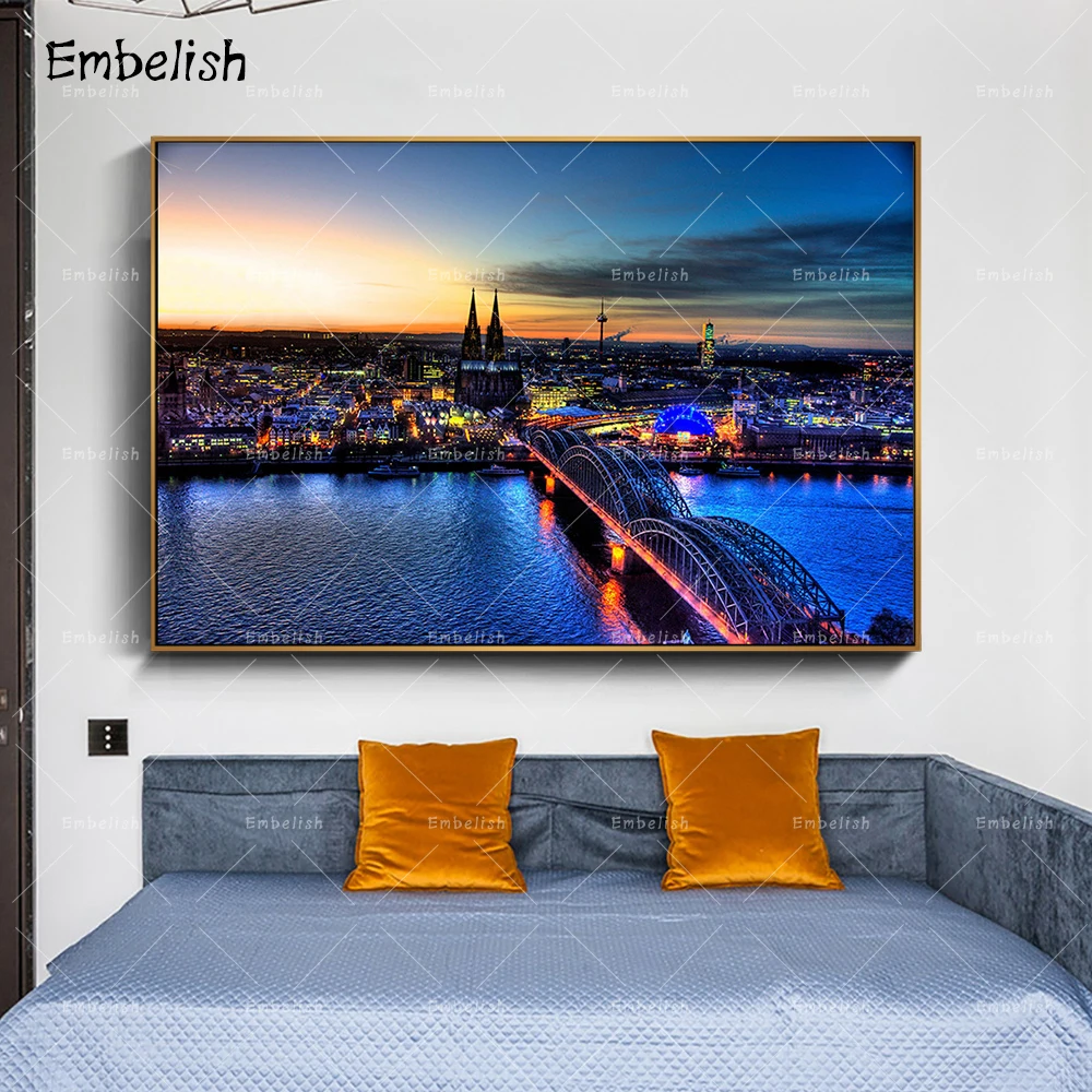

1 Pieces City Night Landscape Wall Art Pictures For Living Room Modern Home Decor Posters HD Print Canvas Paintings