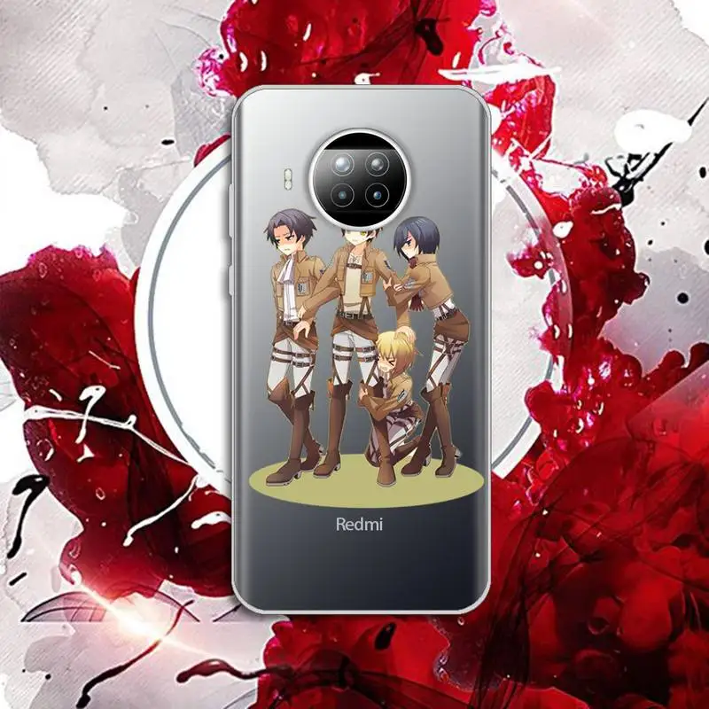 

Anime Japanese attack on Titan Phone Case Transparent for Xiaomi Redmi note 10 t 8 9 pro lite 11