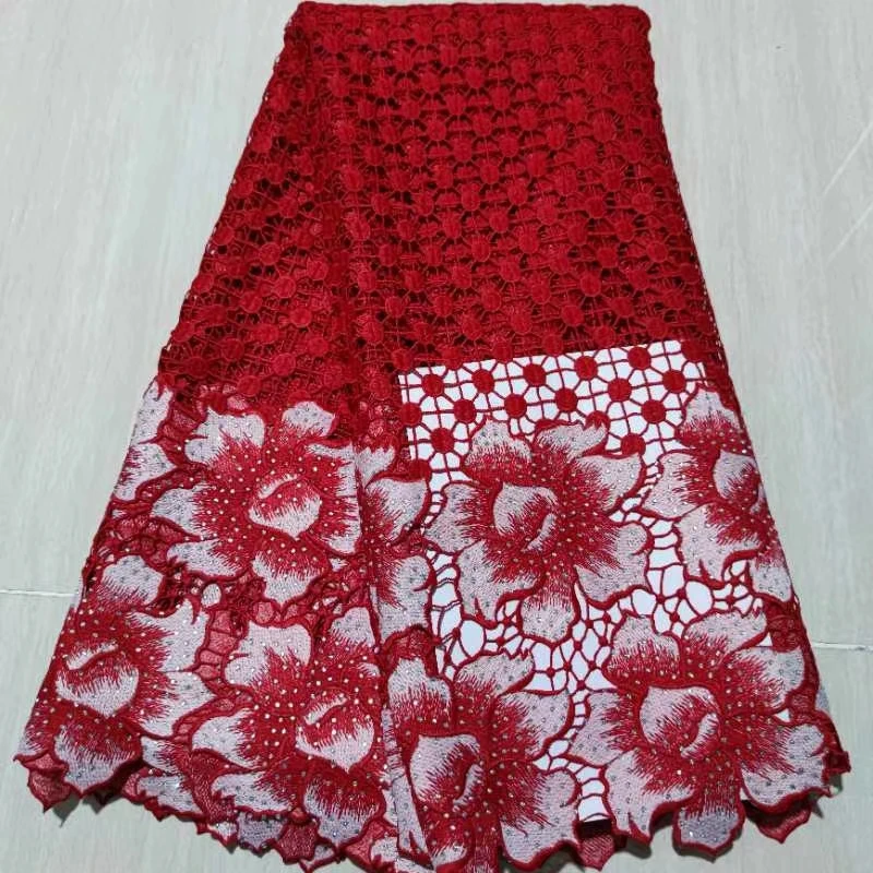 

Soso nigerian guipure lace water soluble fabric With Stone high quality embroidery african cord lace mesh fabrics 5 yards/pieces