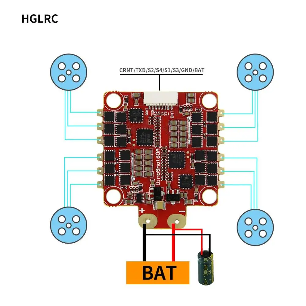 HGLRC 60A ESC BLHeli_32 Bit 3 5S 6S 4 в 1 электронный контроллер скорости Dshot1200 бесщеточный для