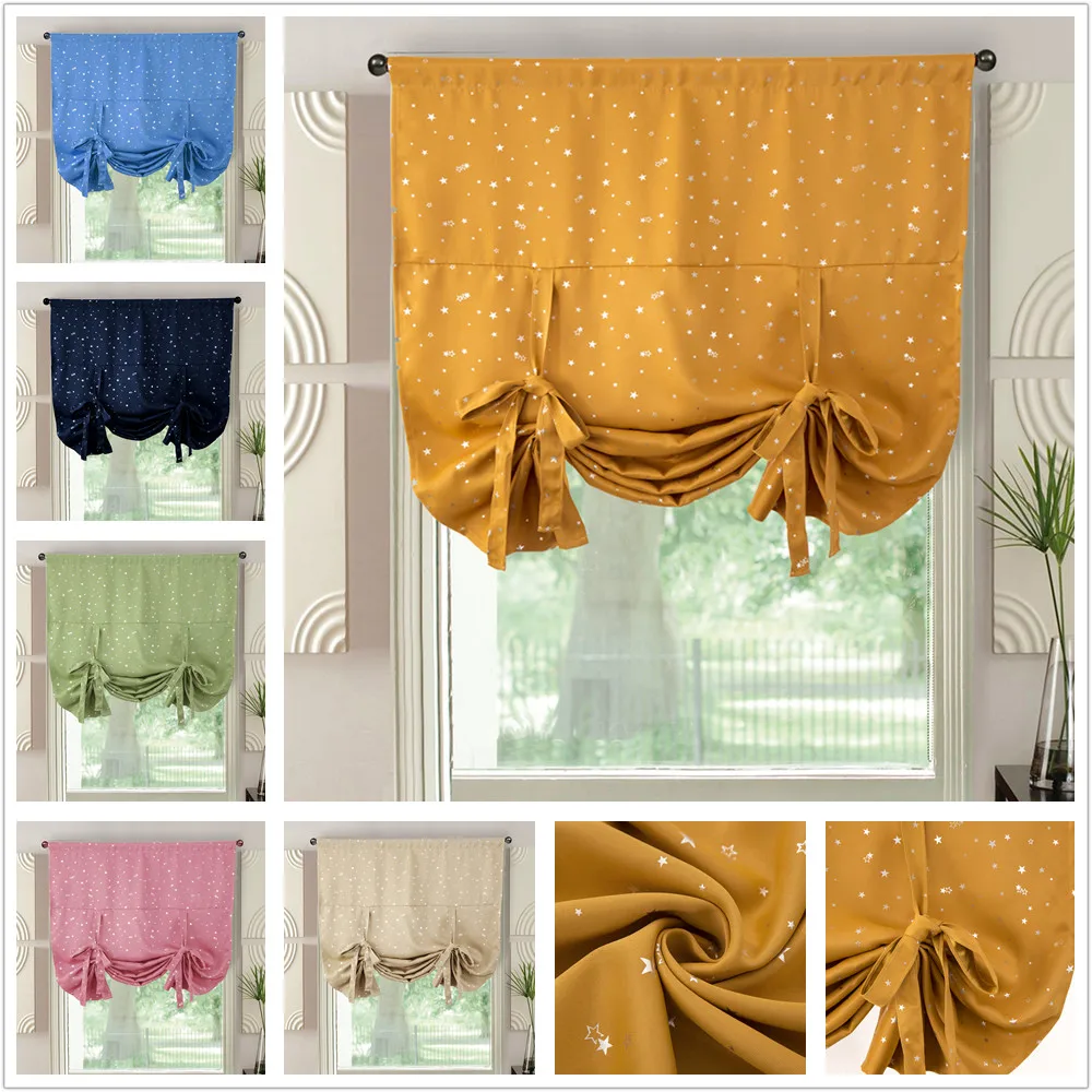 Короткие римские шторы для детской спальни Звездный принт Полиэстеровая ткань