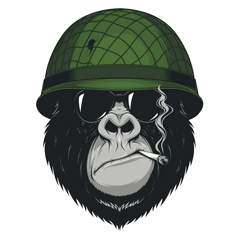 

Cartoon Graffiti Removable Colorful Car Sticker Smoking Sunglasses Orangutan Soldiers Funny Stickers and Decals KK 11x15cm