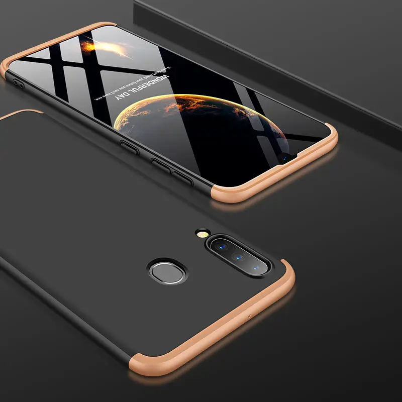 Для samsung Galaxy A40S чехол A40S 360 градусов полный чехол матовый чехол для samsung Galaxy A40S крышка со стеклянной защитой - Цвет: Black and Gold