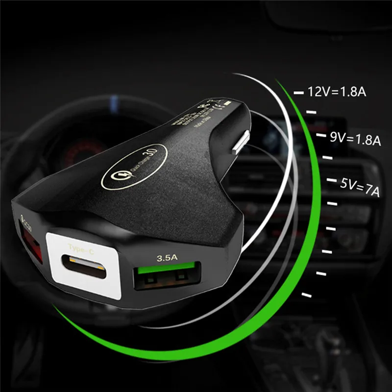 QC3.0 автомобильное зарядное устройство для телефона один трех двойной USB быстрая