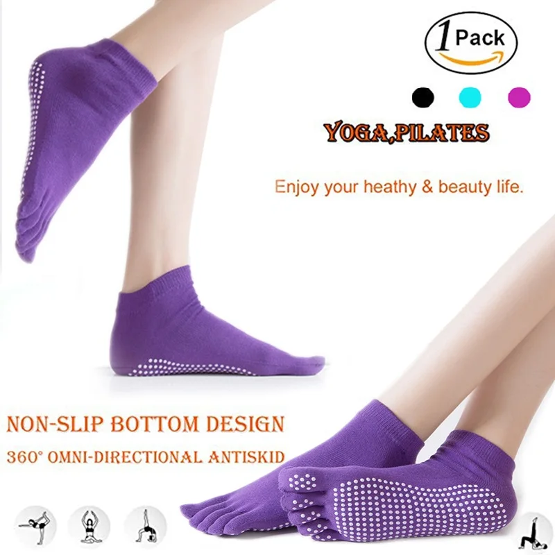 

Women Yoga Socks Anti-slip Five Fingers Backless Cotton Silicone Non-slip 5 Toe Winter Female Socks Ballet Gym calcetines dedos